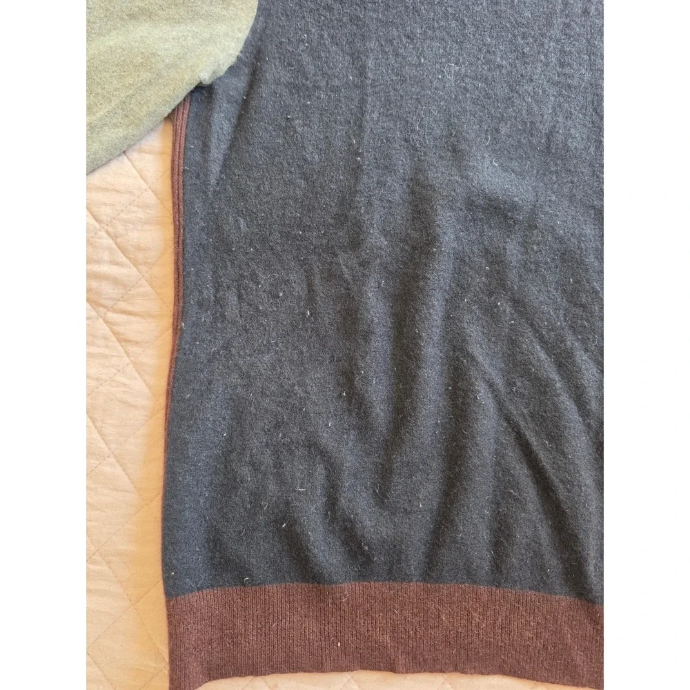 TSE 100% Cashmere Colorblock Navy Gray Burgundy Preppy‎ Old Money Sweater sz L
